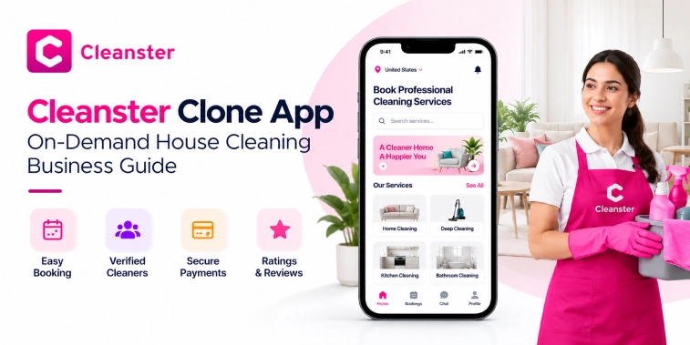 Cleanster Clone App for on-demand home cleaning service management